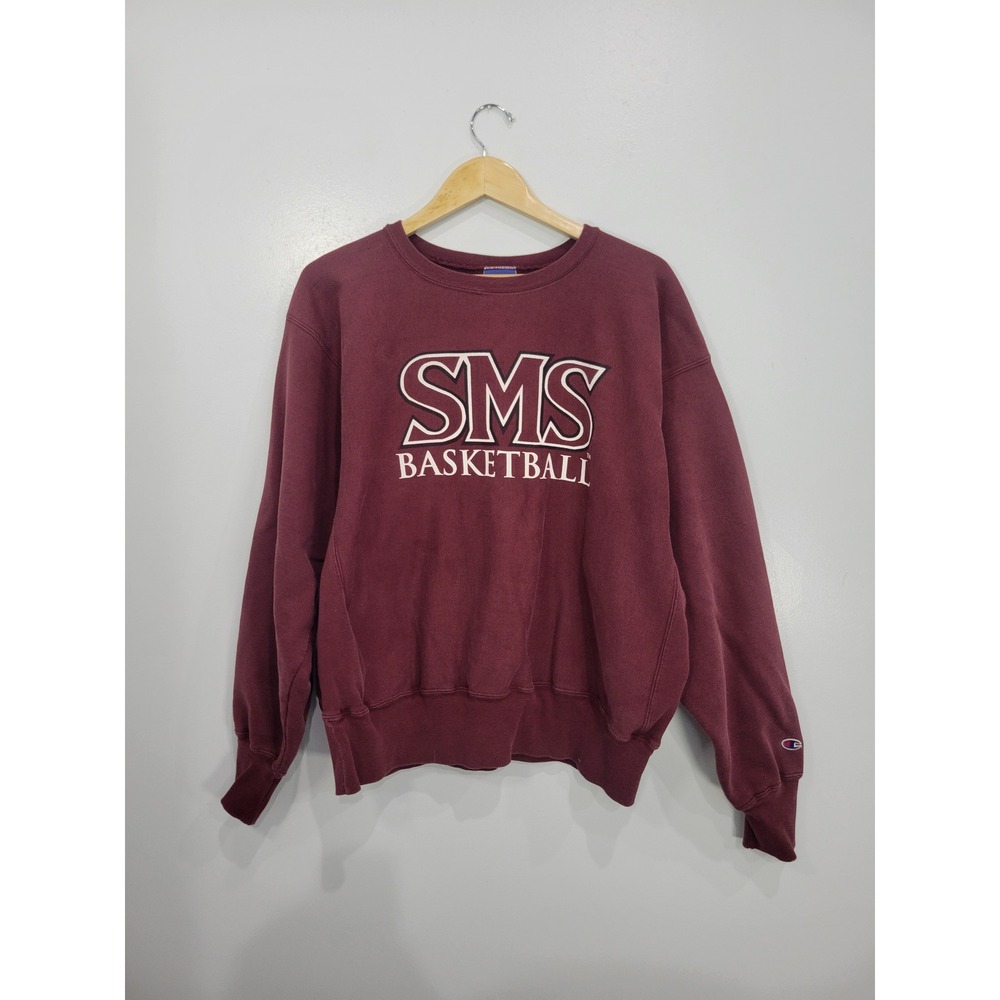 Champion Reverse Weave SMS Basketball Sweatshirt Maroon Mens XL Heavy Fleece Vtg